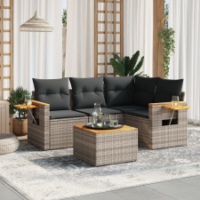 vidaXL 5 részes szürke polyrattan kerti ülőgarnitúra párnákkal kerti bútor