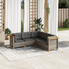 vidaXL 5 részes szürke polyrattan kerti ülőgarnitúra párnákkal kerti bútor