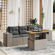 vidaXL 5 részes szürke polyrattan kerti ülőgarnitúra párnákkal kerti bútor