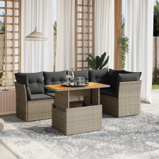 vidaXL 5 részes szürke polyrattan kerti ülőgarnitúra párnákkal kerti bútor