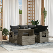 vidaXL 5 részes szürke polyrattan kerti ülőgarnitúra párnákkal kerti bútor
