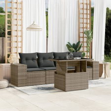vidaXL 5 részes szürke polyrattan kerti ülőgarnitúra párnákkal kerti bútor