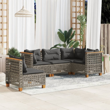 vidaXL 5 részes szürke polyrattan kerti ülőgarnitúra párnákkal kerti bútor