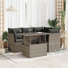 vidaXL 5 részes szürke polyrattan kerti ülőgarnitúra párnákkal kerti bútor