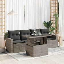 vidaXL 5 részes szürke polyrattan kerti ülőgarnitúra párnákkal kerti bútor