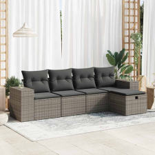 vidaXL 5 részes szürke polyrattan kerti ülőgarnitúra párnákkal kerti bútor