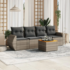 vidaXL 5 részes szürke polyrattan kerti ülőgarnitúra párnákkal kerti bútor