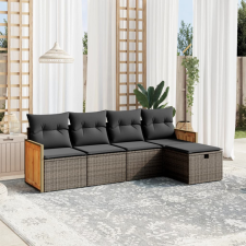 vidaXL 5 részes szürke polyrattan kerti ülőgarnitúra párnákkal kerti bútor