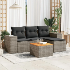 vidaXL 5 részes szürke polyrattan kerti ülőgarnitúra párnákkal kerti bútor