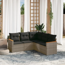 vidaXL 5 részes szürke polyrattan kerti ülőgarnitúra párnákkal kerti bútor