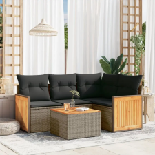vidaXL 5 részes szürke polyrattan kerti ülőgarnitúra párnákkal kerti bútor