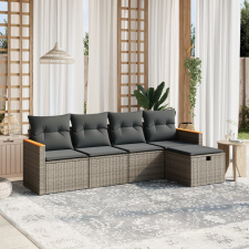 vidaXL 5 részes szürke polyrattan kerti ülőgarnitúra párnákkal kerti bútor