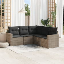 vidaXL 5 részes szürke polyrattan kerti ülőgarnitúra párnákkal kerti bútor