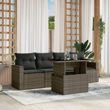 vidaXL 5 részes szürke polyrattan kerti ülőgarnitúra párnákkal kerti bútor