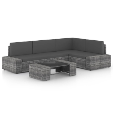 vidaXL 5 részes szürke polyrattan kerti ülőgarnitúra párnákkal (3067171) kerti bútor