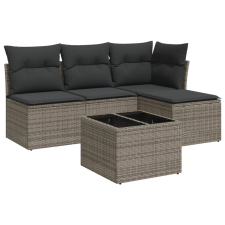 vidaXL 5 részes szürke polyrattan kerti ülőgarnitúra párnákkal (3217510) kerti bútor