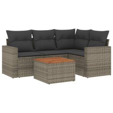 vidaXL 5 részes szürke polyrattan kerti ülőgarnitúra párnákkal (3224107) kerti bútor