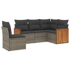 vidaXL 5 részes szürke polyrattan kerti ülőgarnitúra párnákkal (3227656) kerti bútor
