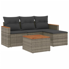 vidaXL 5 részes szürke polyrattan kerti ülőgarnitúra párnákkal (3258315) kerti bútor