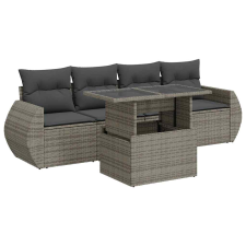 vidaXL 5 részes szürke polyrattan kerti ülőgarnitúra párnákkal (3326561) kerti bútor