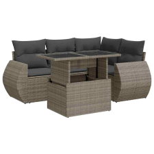 vidaXL 5 részes szürke polyrattan kerti ülőgarnitúra párnákkal (3326631) kerti bútor
