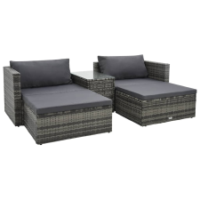 vidaXL 5 részes szürke polyrattan kerti ülőgarnitúra párnákkal (47814) kerti bútor