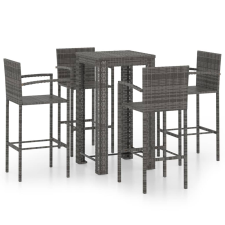 vidaXL 5 részes szürke polyrattan kültéri bárszett kartámasszal (3064809) kerti bútor