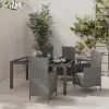 vidaXL 5 részes szürke polyrattan kültéri étkezőszett párnákkal