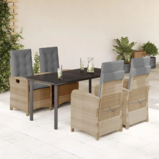 vidaXL 5 részes vegyes bézs polyrattan kerti étkezőgarnitúra párnákkal kerti bútor