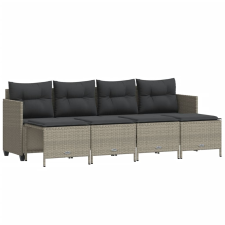 vidaXL 5 részes világosszürke polyrattan kerti ülőgarnitúra párnákkal kerti bútor