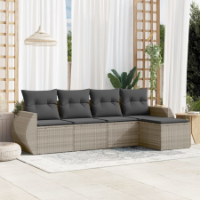 vidaXL 5 részes világosszürke polyrattan kerti ülőgarnitúra párnákkal kerti bútor
