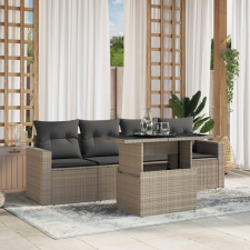 vidaXL 5 részes világosszürke polyrattan kerti ülőgarnitúra párnákkal kerti bútor