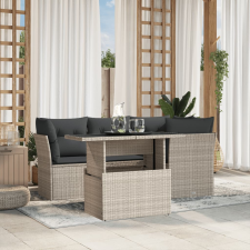 vidaXL 5 részes világosszürke polyrattan kerti ülőgarnitúra párnákkal kerti bútor