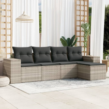 vidaXL 5 részes világosszürke polyrattan kerti ülőgarnitúra párnákkal kerti bútor