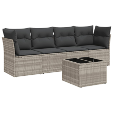 vidaXL 5 részes világosszürke polyrattan kerti ülőgarnitúra párnákkal (3217242) kerti bútor