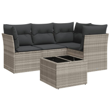 vidaXL 5 részes világosszürke polyrattan kerti ülőgarnitúra párnákkal (3217592) kerti bútor