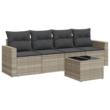 vidaXL 5 részes világosszürke polyrattan kerti ülőgarnitúra párnákkal (3218682) kerti bútor