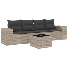 vidaXL 5 részes világosszürke polyrattan kerti ülőgarnitúra párnákkal (3222291) kerti bútor