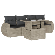 vidaXL 5 részes világosszürke polyrattan kerti ülőgarnitúra párnákkal (3268362) kerti bútor