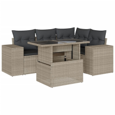 vidaXL 5 részes világosszürke polyrattan kerti ülőgarnitúra párnákkal (3269142) kerti bútor