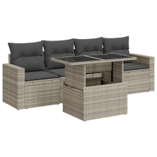 vidaXL 5 részes világosszürke polyrattan kerti ülőgarnitúra párnákkal (3326243) kerti bútor