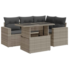 vidaXL 5 részes világosszürke polyrattan kerti ülőgarnitúra párnákkal (3326313) kerti bútor