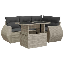 vidaXL 5 részes világosszürke polyrattan kerti ülőgarnitúra párnákkal (3326633) kerti bútor