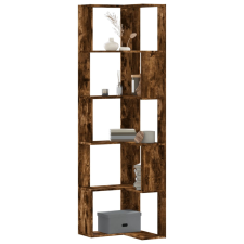 vidaXL 5 szintes füstös tölgy szerelt fa sarok könyvespolc 50x50x179cm bútor