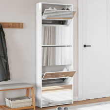 vidaXL 5 szintes magasfényű fehér cipőszekrény tükörrel 63x17x169,5 cm bútor