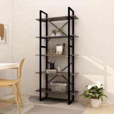 vidaXL 5-szintes szürke forgácslap könyvszekrény 80 x 30 x 175 cm bútor