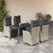 vidaXL 5részes világosszürke polyrattan kerti étkezőgarnitúra párnával kerti bútor