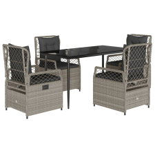 vidaXL 5részes világosszürke polyrattan kerti étkezőgarnitúra párnával (3263029) kerti bútor