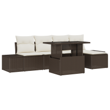 vidaXL 6 Darabos Kerti Sofasor Párnákkal Barna Poli Rattan (3349164) kerti bútor