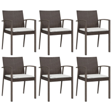 vidaXL 6 db barna polyrattan kerti szék párnával 56,5x57x83 cm (3187078) kerti bútor